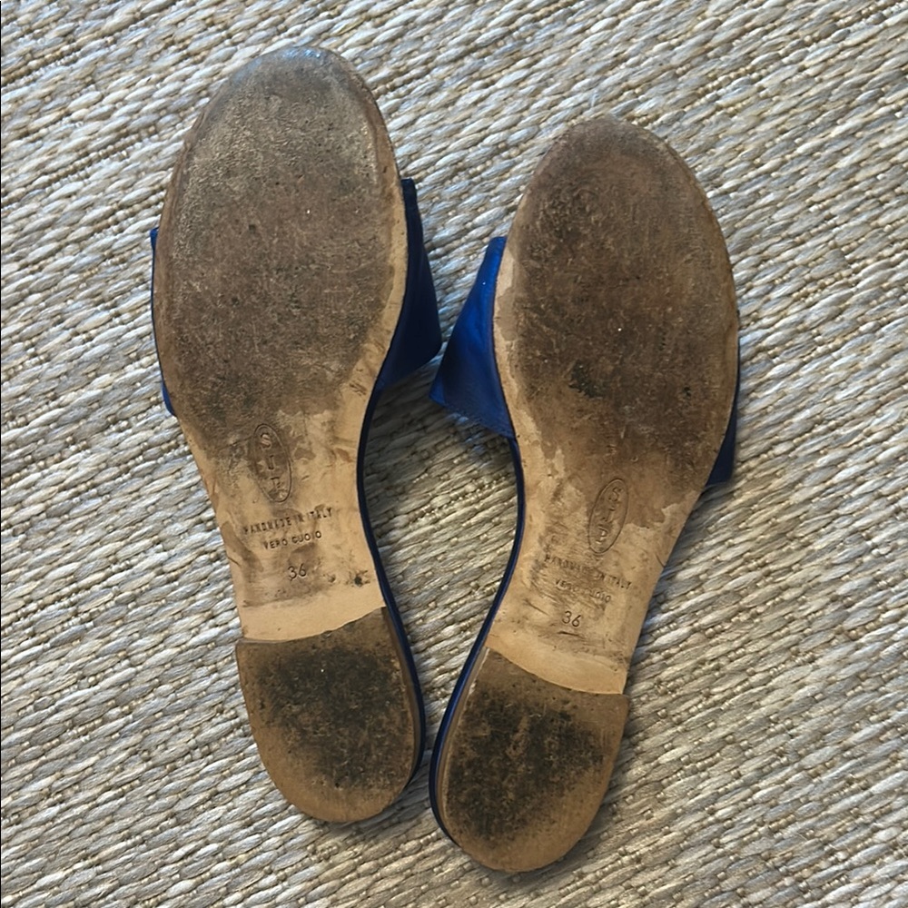 SJP blue embellished satin slides - Picture 3 of 5